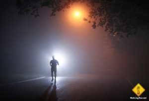 man running at night